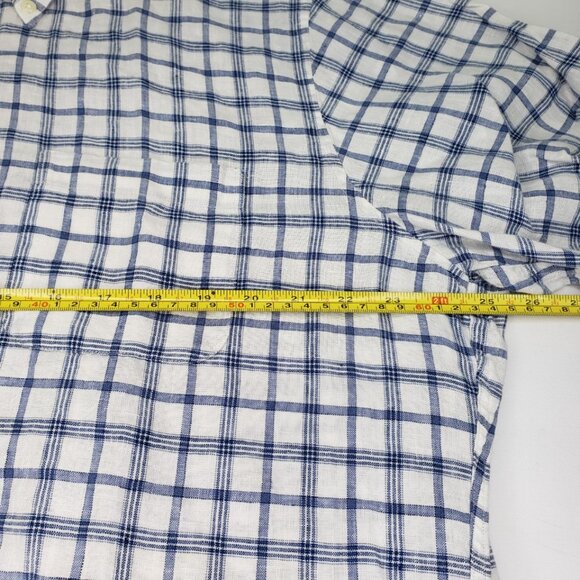 Brooks Brothers XL Regent Shirt Linen Short Sleeve Preppy Casual Plaid Shirt Men - Picture 6 of 8